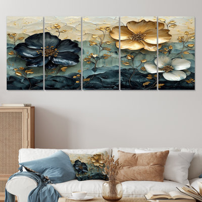 Blue Canadian Wilderness Poppies Mosaic - Poppies Canvas Art Set
