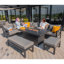 Berlin Aluminum 9 Seater Corner Sofa Set With Fire Pit Table
