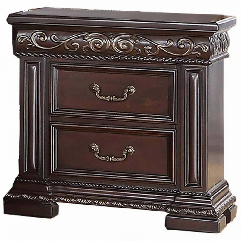 Table de chevet 2 tiroirs Traditional, table de chevet en bois massif