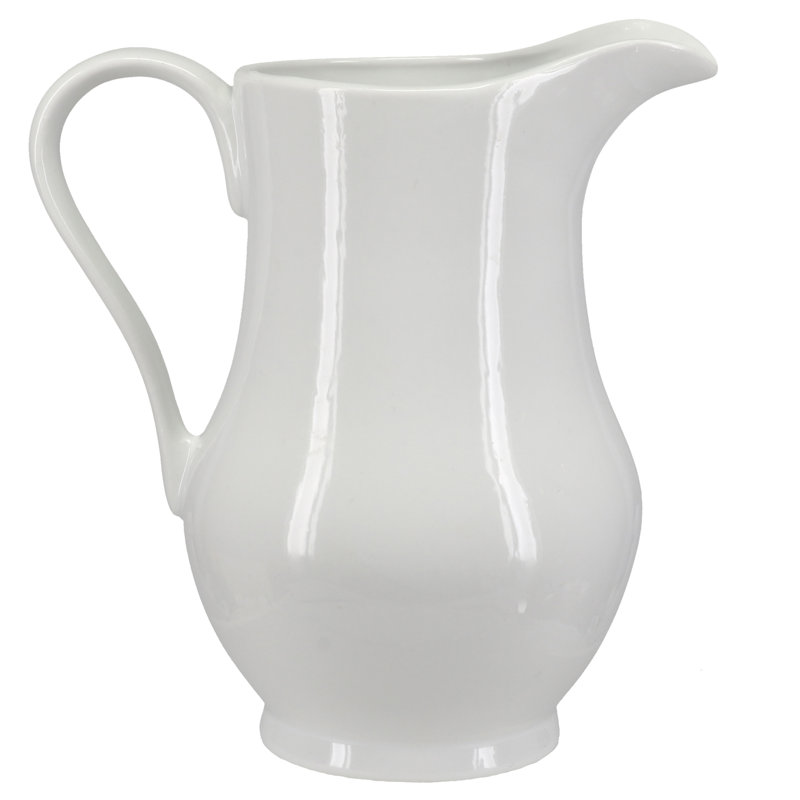 Classic White Porcelain 2-Quart Pitcher with Long Spout