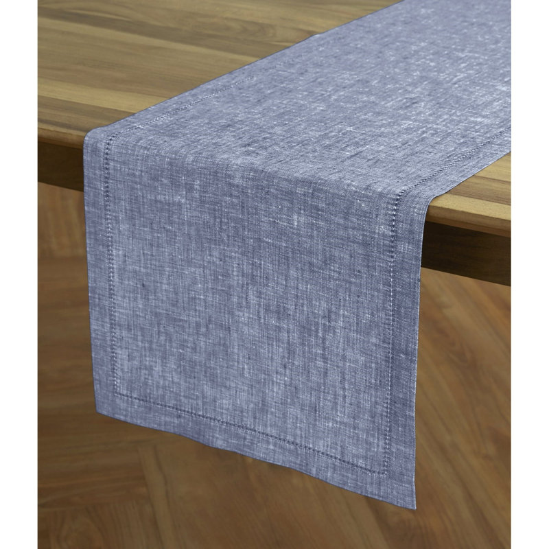 Milan - 100% Pure Linen Table Runner, Chambray Indigo, 60" x 14"