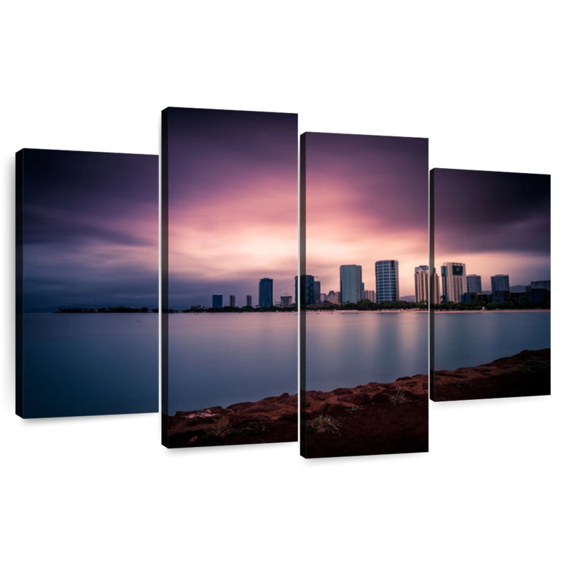 Sireci Honolulu Purple Sunset Skyline, 48" H x 75" W