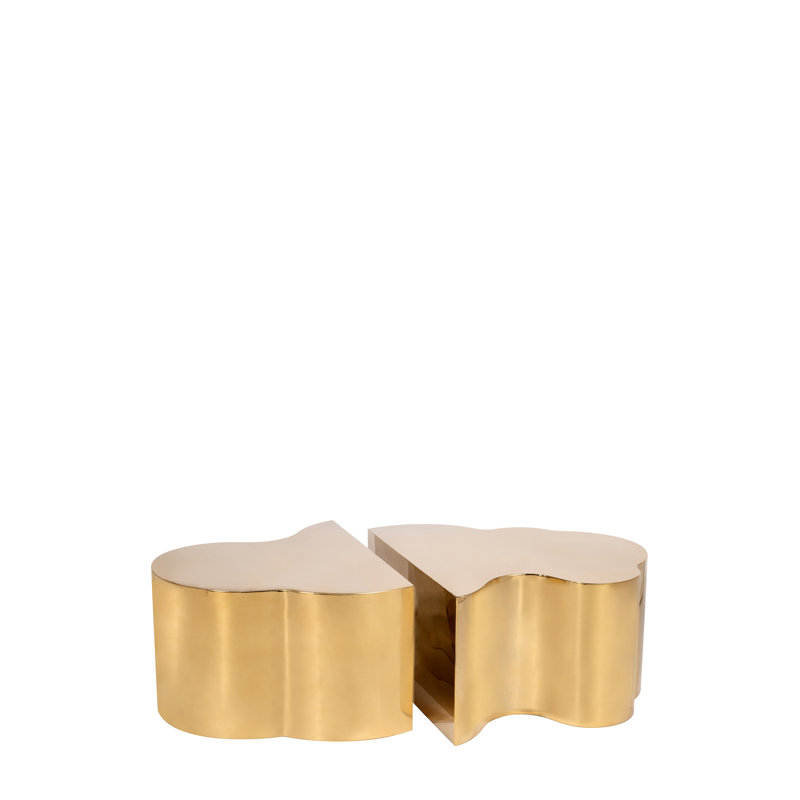 Jessamin Free Form Bunching Coffee Tables with Sculptural Stainless Steel Design – Modern Statement Living Room Tables, Gold