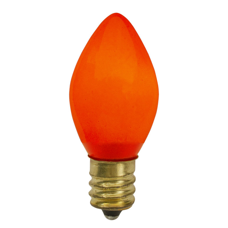 Set Of 4 Orange Opaque C7 Christmas Replacement Bulbs - 2"
