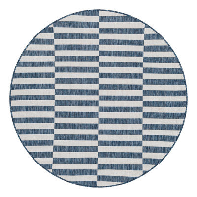 Pana Striped Navy Blue/Ivory Indoor / Outdoor Area Rug