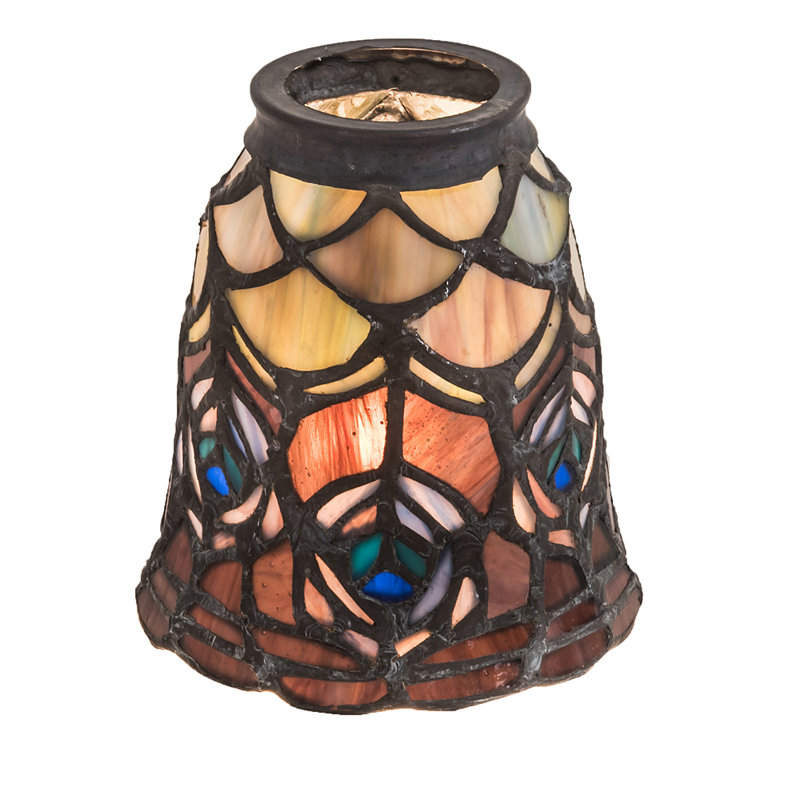 Peacock Feather 4'' Stained Glass Bell Fanlight Shade