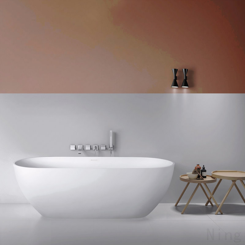 68.9 Inch Freestanding Solid Surface Soaking Bathtub