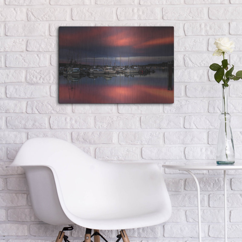 «Longanges marées« Ganges Harbor Sunset »par Shawn / Corinne Severn, art mural en métal, H 16 po x l 24 po