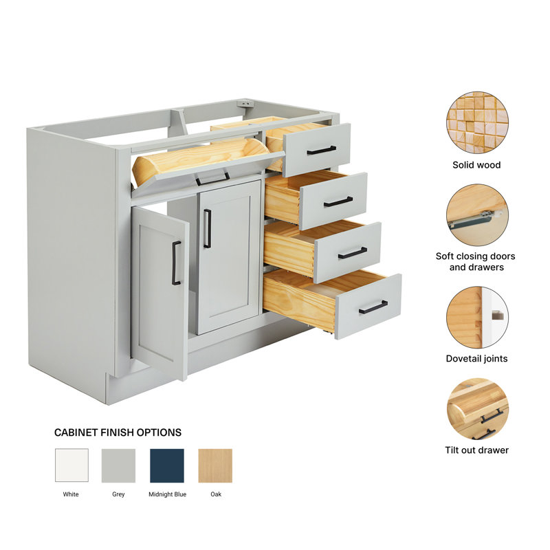 42" Single Bathroom Vanity Base only, Gray