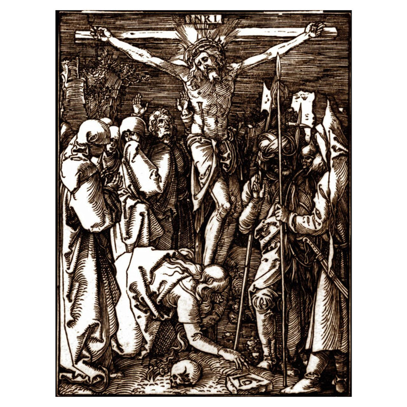 «The Crucifixion» par Albrecht Dürer - Estampe numérique, H 40 po x l 32 po