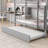 Grey Twin Bunk Bed With Trundle Convertible Solid Wood-341915967