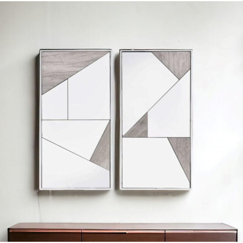 Ensemble de deux miroirs d'appoint encadrés en métal naturel