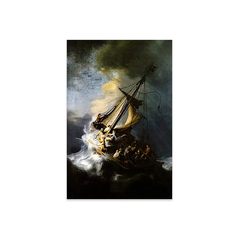 La tempête sur la mer de Galilée - impression sans cadre, H 24 po x l 16 po x P 0,25 po