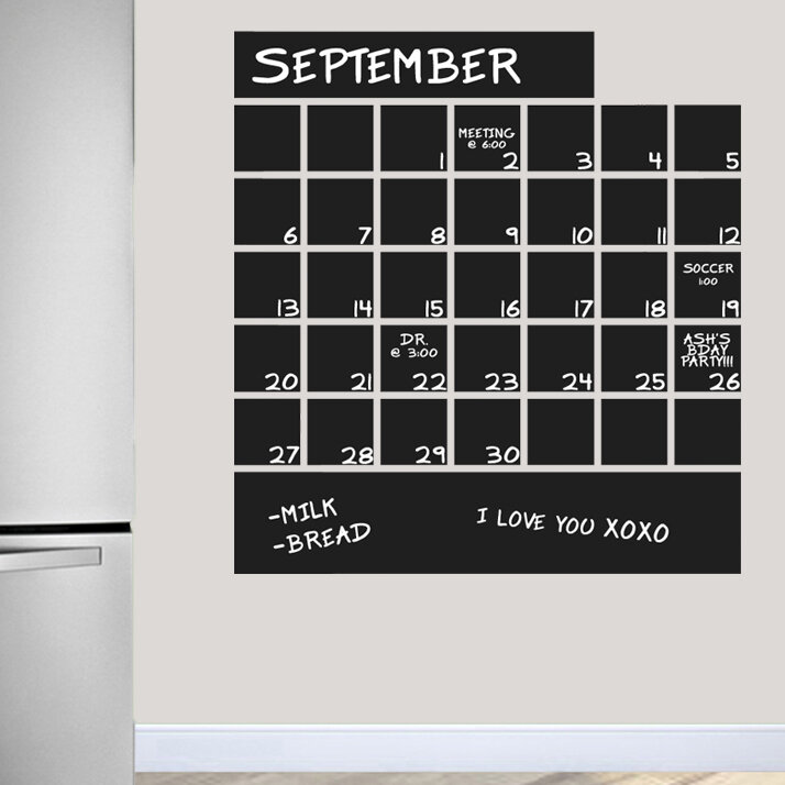 Chalkboard Calendar With Notes Wall Decal - Organizer List Making Kitchen  Office