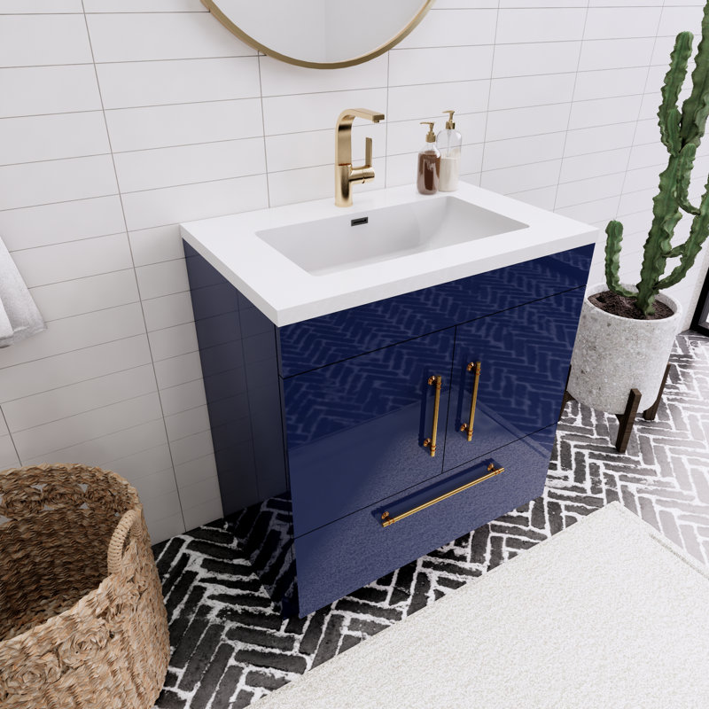 Meuble-lavabo simple Spring, Bleu nuit, 30"