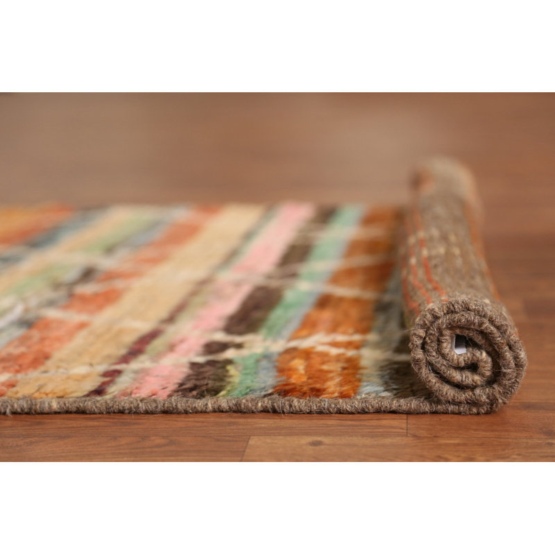 Tapis de couloir oriental rayé marocain en laine 3 x 10