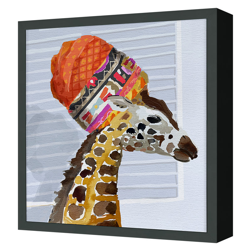 Girafe par Dana Gibson - peinture encadrée, Noir