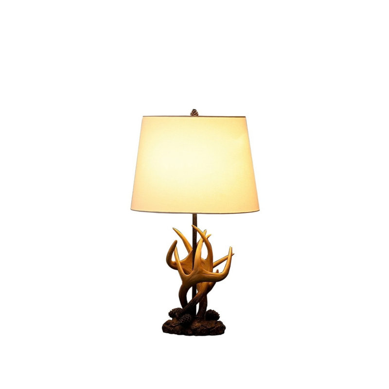 Lampe de table moderne de 26 po en bois de cerf royal naturel