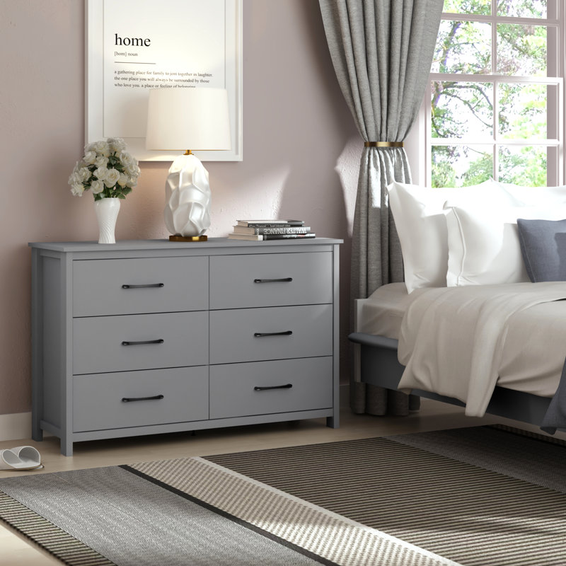 Commode 6 tiroirs Allysyn, Gris froid