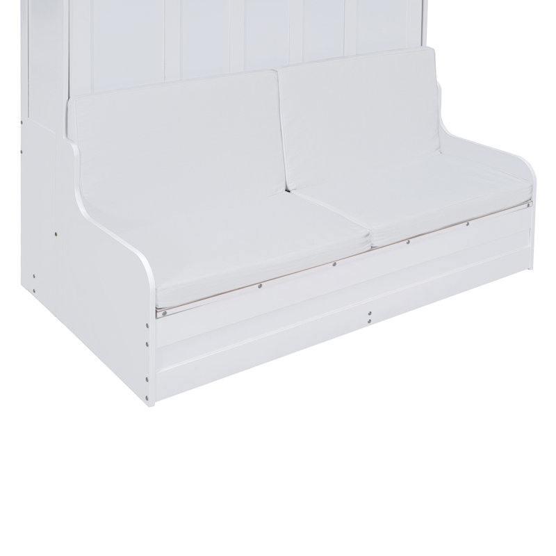 Grand lit escamotable mural avec coussin, grand (blanc), Blanc