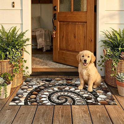  Non-Slip Indoor Outdoor Door Mat, 24"x36",Pebble mosaic