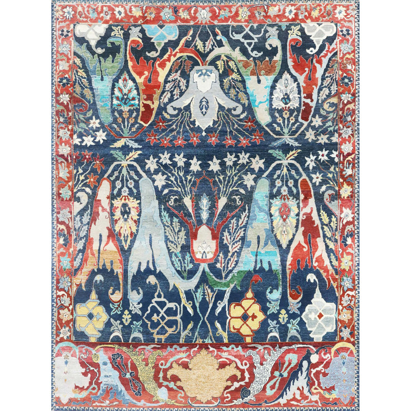 Oriental Area Rug in Red/Navy/Blue, Rectangle 10' x 14'