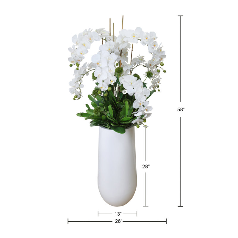 Orchid and Allium Arranged in Planter