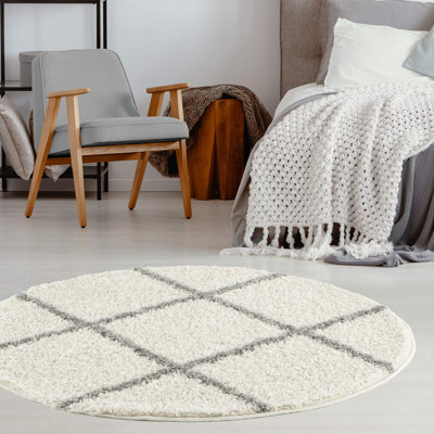 Myshaggy Collection Rugs Diamond Design in Ivory