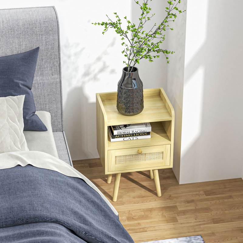 Alleane 40cm W Manufactured Wood Bedside Table