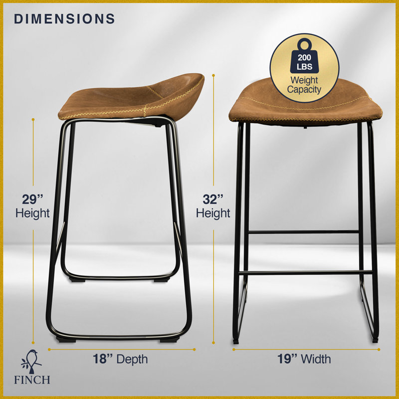 Ensemble de tabourets de bar Landon Brown avec sièges incurvés et pieds en métal noir
