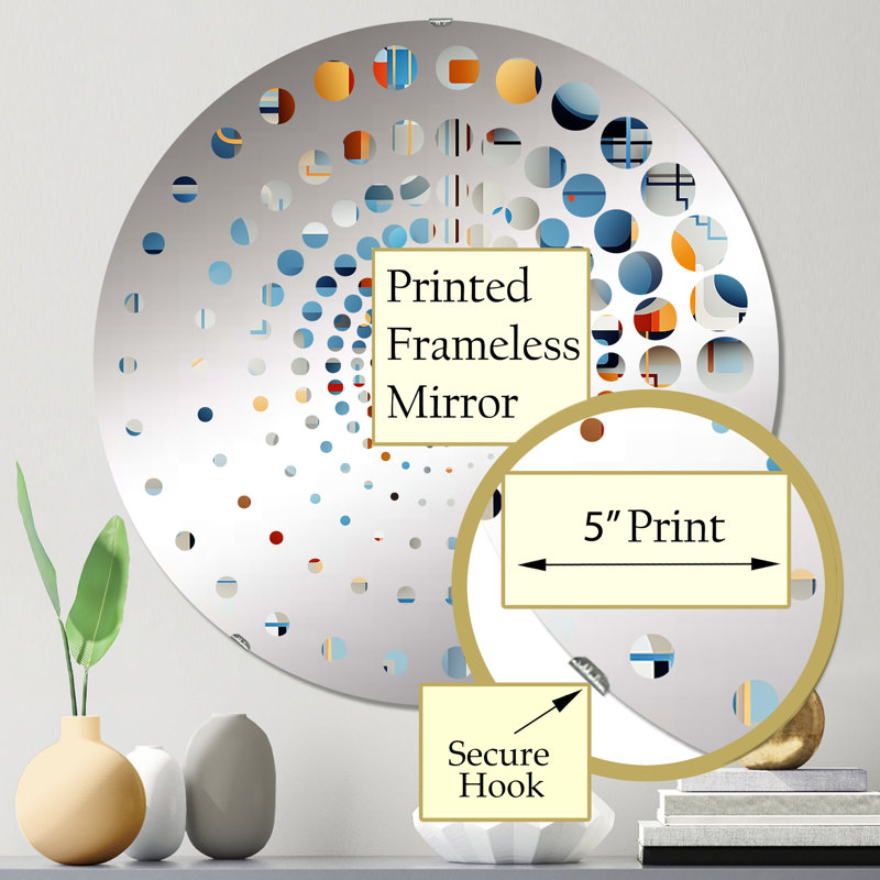 Bleu Metropolis Matrix - Miroir mural spiralé, 23,6 po x 23,6 po