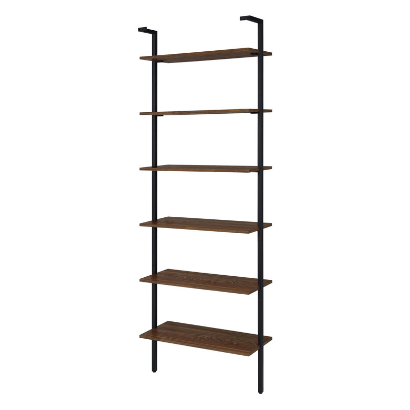 96-inch 6-shelf Wall Bookshelf Walnut