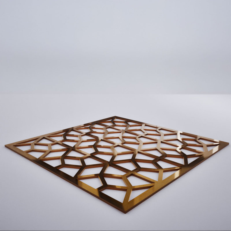Akron Decorative Fretwork Acrylic Wall Panels, Extra Small, 11 3/8"W x 11 3/8"H x 1/8"T, Bronze Mirror, Bronze Mirror