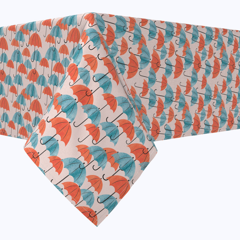 Rectangular Tablecloth, 100% Cotton, 52X104", Umbrellas Up, 120" L x 52" W