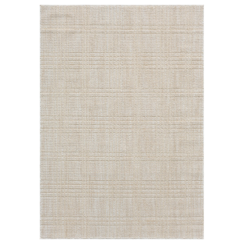 Nomad Collection White/Beige Plaid Patterned Area Rug, 8' x 10', Rectangle 7'5" x 11'1"