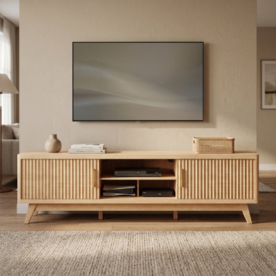 70"W Fluted TV Stands For Tvs Up To 80" With Power Outlets & Storage 