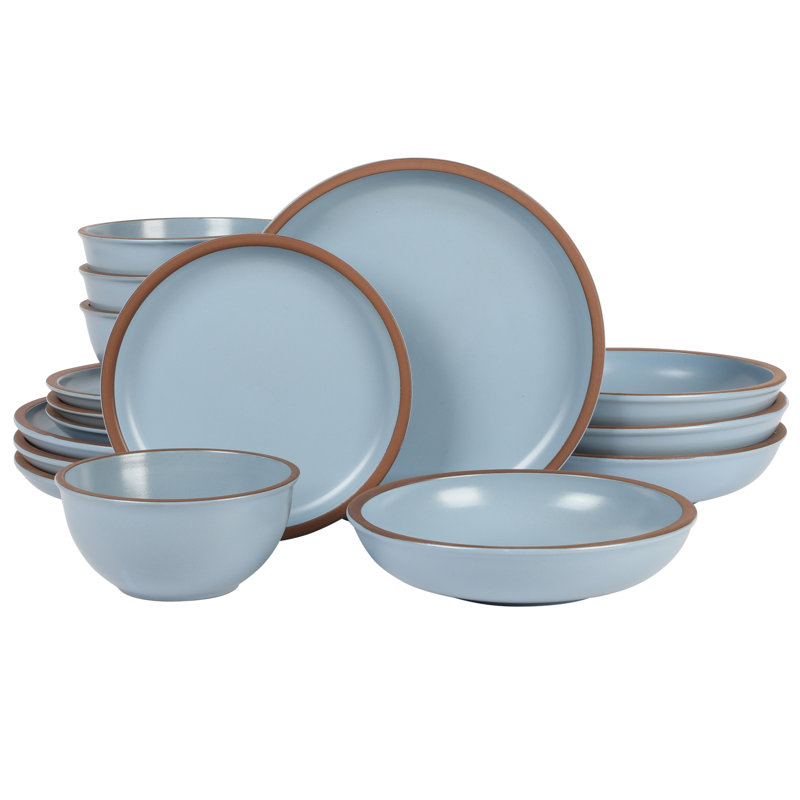 Service de vaisselle Gibson Soho Lounge Lagos Coupe, service pour 4 (16 pièces), Bleu clair