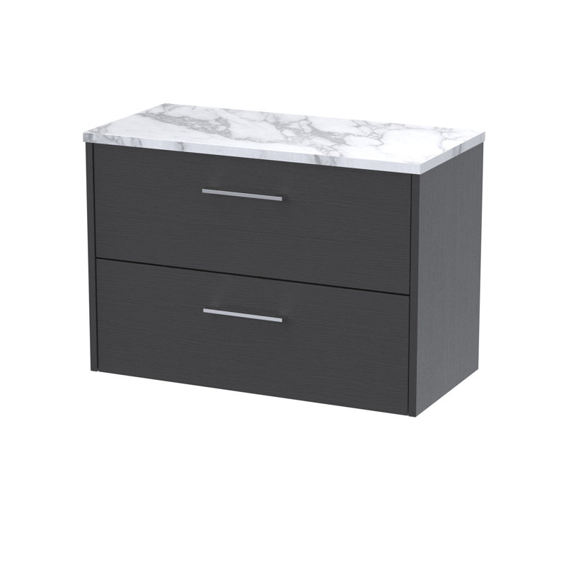 Juno 80.5cm Single Bathroom Vanity Base Only, Graphite Grey Woodgrain