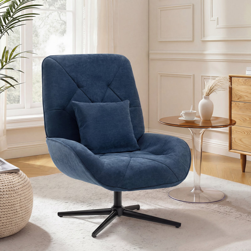 Upholstered Swivel Armchair, Dark Blue