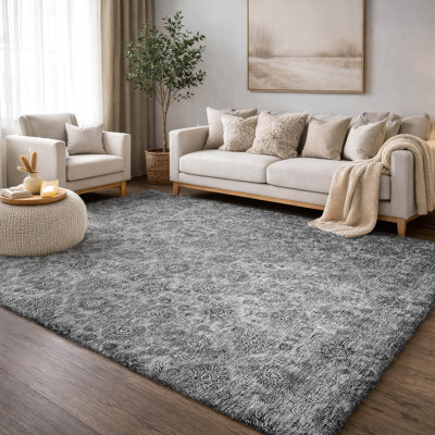 Tapis floral à poils longs de qualité supérieure lavable à la machine ADS702