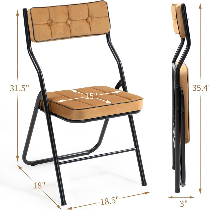 4-Pack Padded Folding Chairs – Portable Cushioned Dining Chairs for Guests, Brown