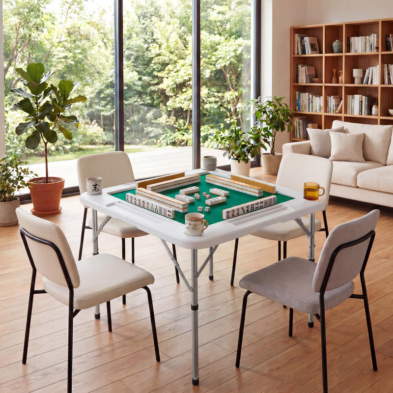 Table de jeu de cartes pliante 34 po avec table en feutre PEHD et 4 porte-gobelets, 2