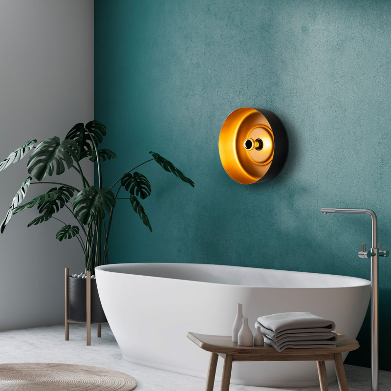 Stylish Black Wall Lamp, Metal Body, 13.8 x 13.8 x 7.1 inches | Cap Size: Ø13.8 inches h:4.3 inches | E27 Socket, Max 40W | Modern Design, Perfect for Living Room, Bedroom, or Office, IP20 Rated