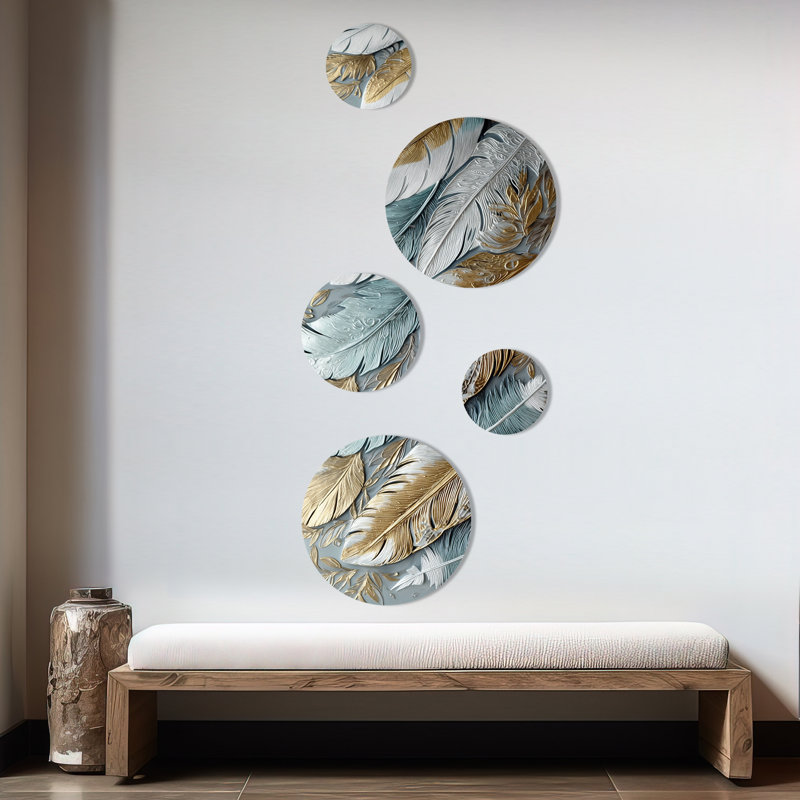 Ensemble de 5 décorations murales dorées