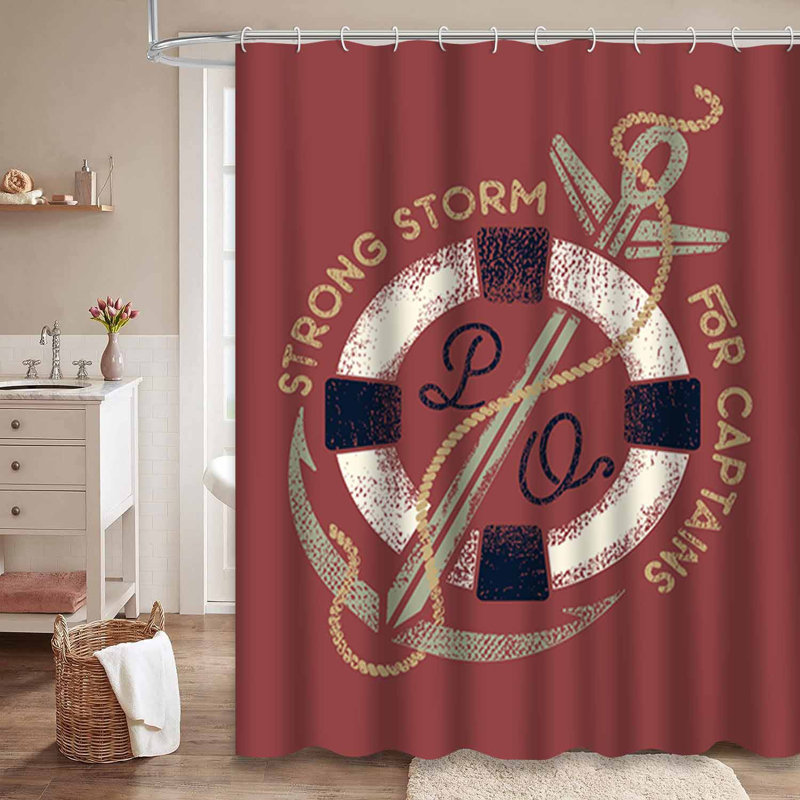 Rideau de douche imperméable à motif nautique avec 12 crochets StormSail, L 72 po x l 84 po