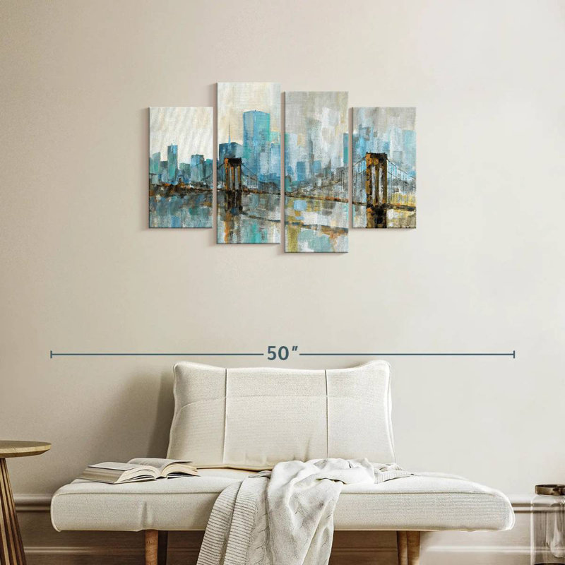 Avery Teal City Shadows, 22" H x 36" W