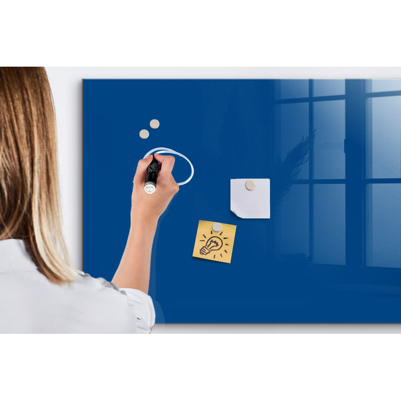 Magnetic Glass Dry Erase Board, Navy Blue