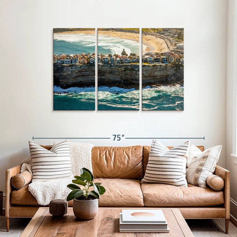 Bondi Beach Cliff Scene, 36" H x 57" W