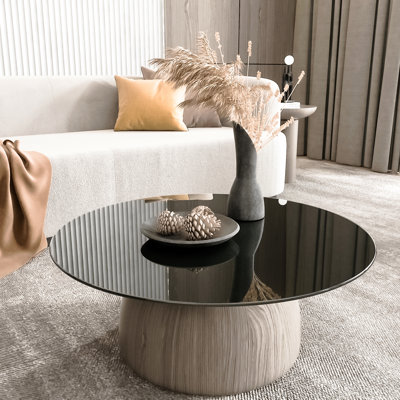 Plateau de table rond en verre trempé de 76 cm (30 pouces), verre noir, épaisseur 6 mm (1/4 pouce), bord poli arrondi (plateau seulement !)