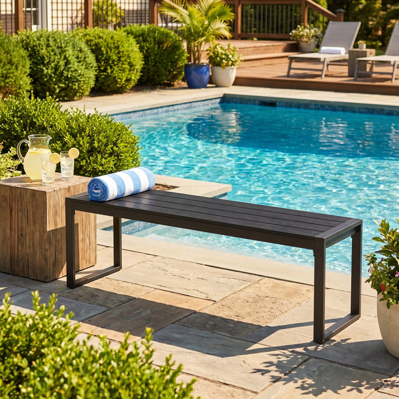 Banc de pique-nique en acier inoxydable Allanah, Noir